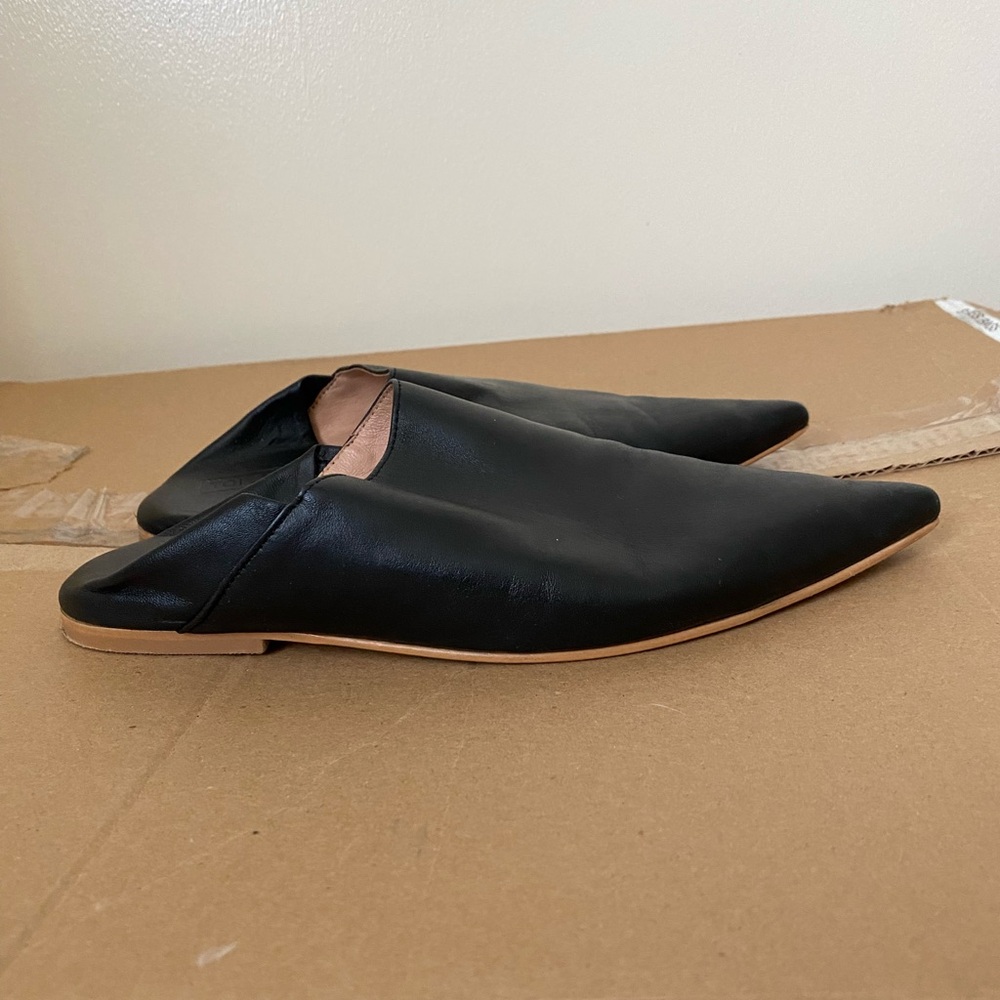 TopShop Black Slip-On Flat Mules | Faux Leather | Women’s EU 38 / US 7.5 - Picture 2 of 11